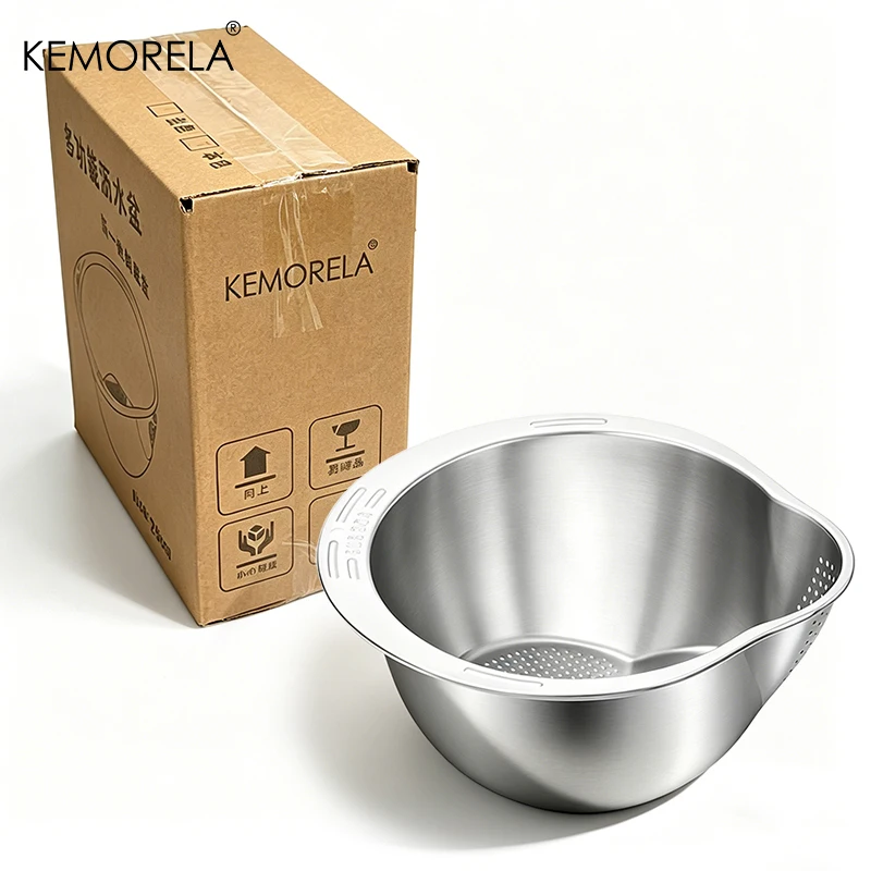 304 Stainless Steel Rice Washer Bowl & Strainer | Multi-Use Kitchen Colander - Image 4