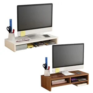Timber-Elevate Wooden Desktop Monitor Deck
