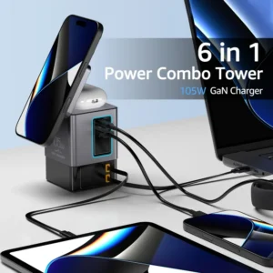 Halo-Sync 105W Dual-Retractable Desk Power Hub